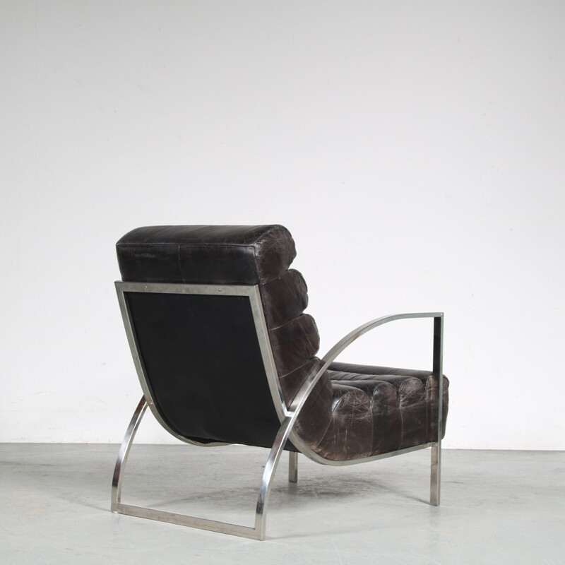 Fauteuil lounge vintage en métal de Milo Baughman, 1970