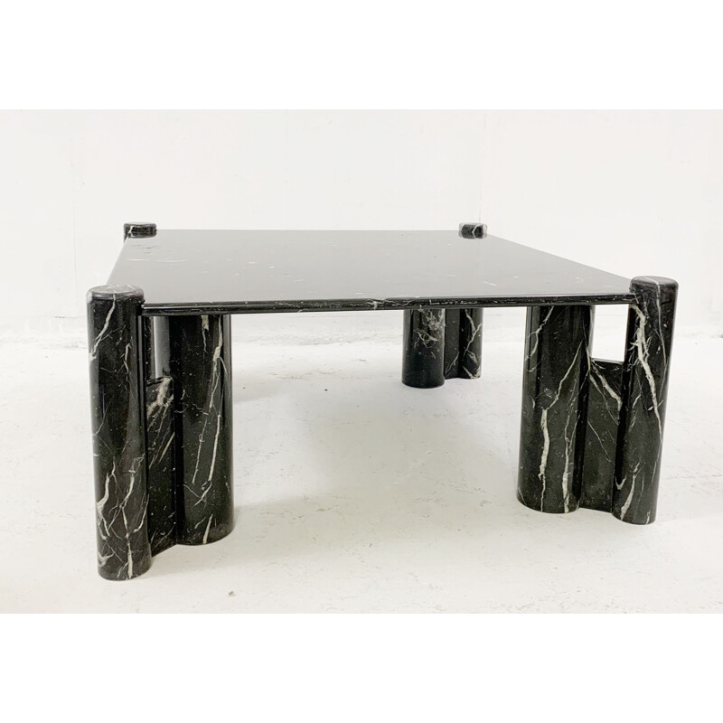 Tavolino quadrato vintage in marmo nero, 1970