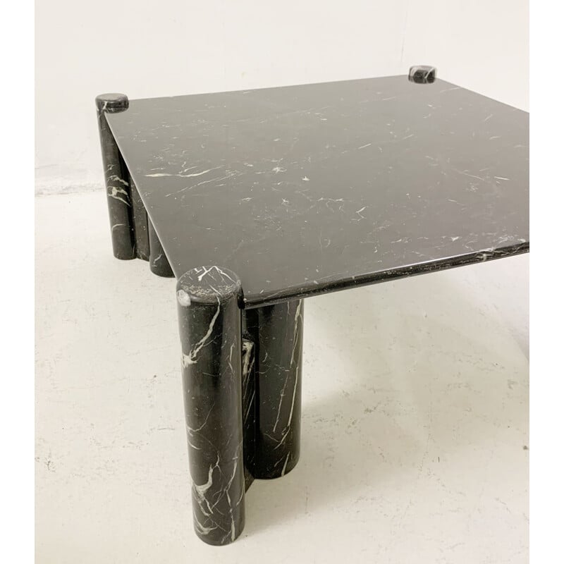 Square vintage coffee table in black marble, 1970