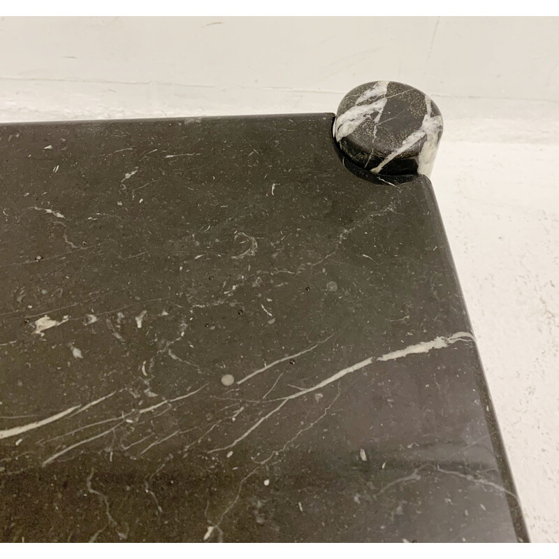 Square vintage coffee table in black marble, 1970