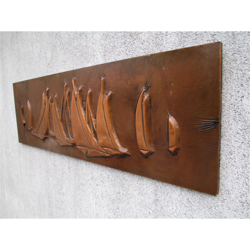 Vintage modernist copper plate, Denmark 1950