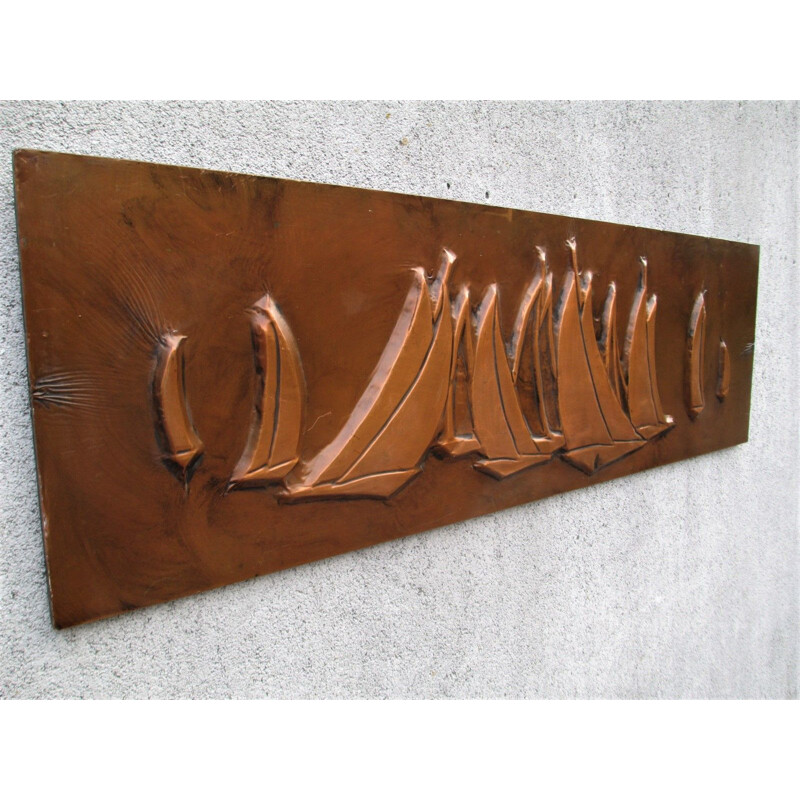 Vintage modernist copper plate, Denmark 1950