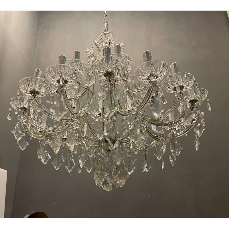 Vintage Italian crystal chandelier 24 lights, 1960s