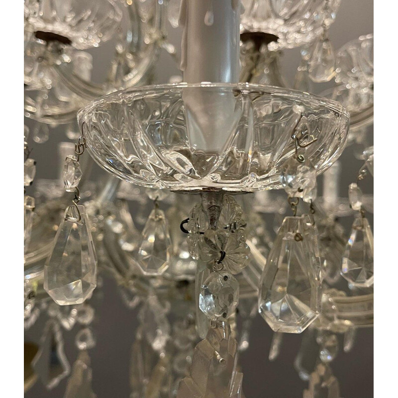 Lustre vintage italien en cristal 24 lumières, 1960