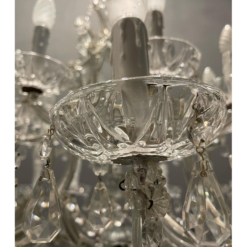 Vintage Italian crystal chandelier 24 lights, 1960s