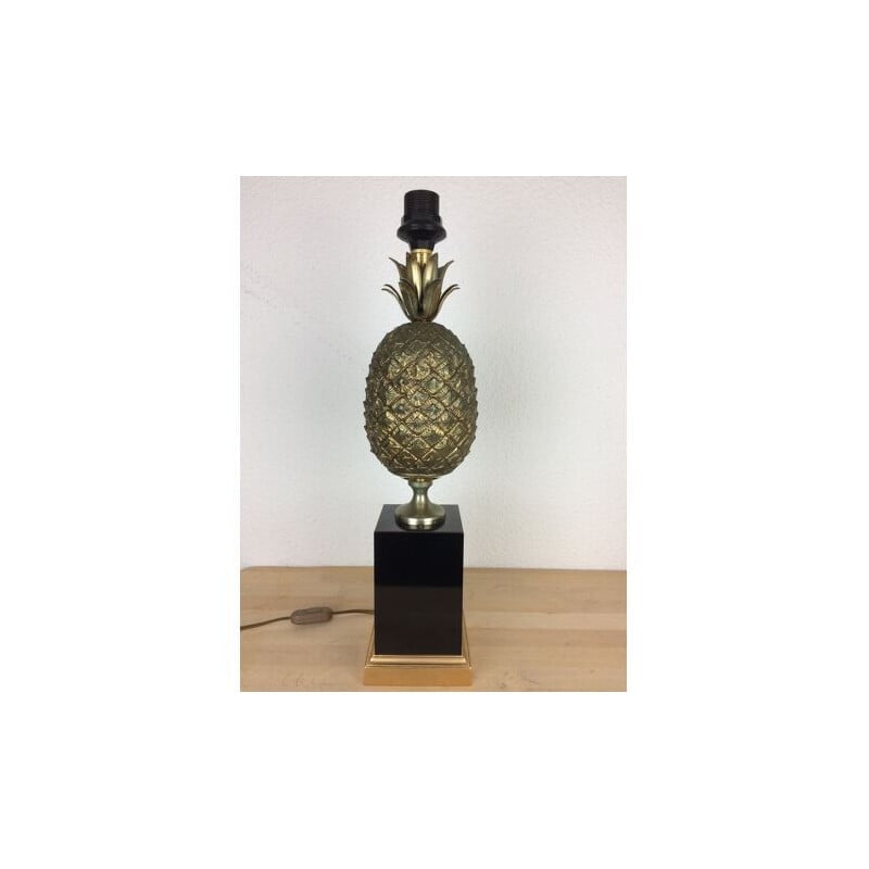 Vintage gold pineapple lamp by Le Dauphin, 1970s