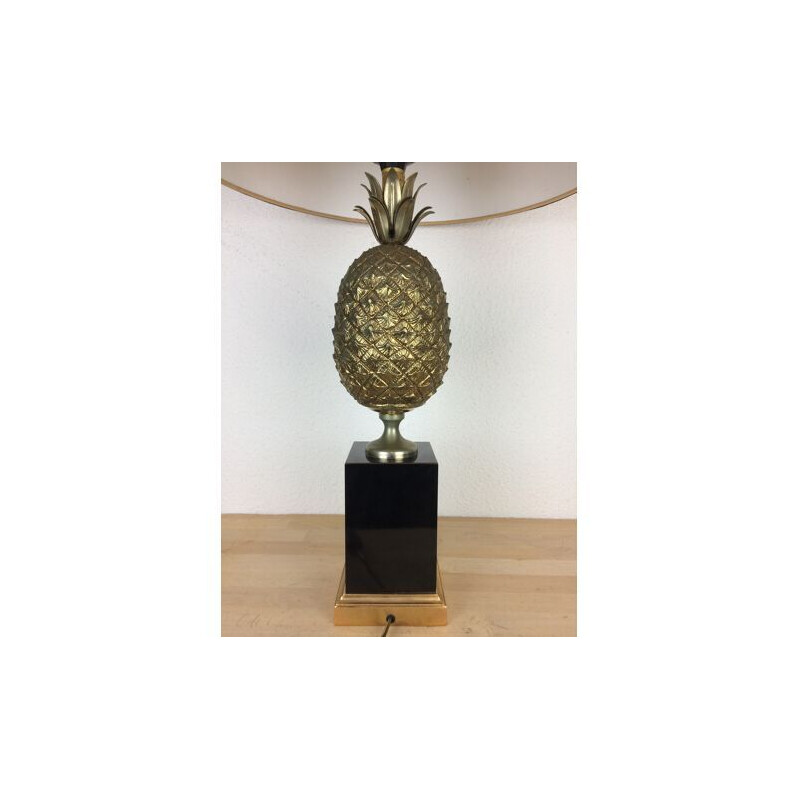 Vintage gold pineapple lamp by Le Dauphin, 1970s