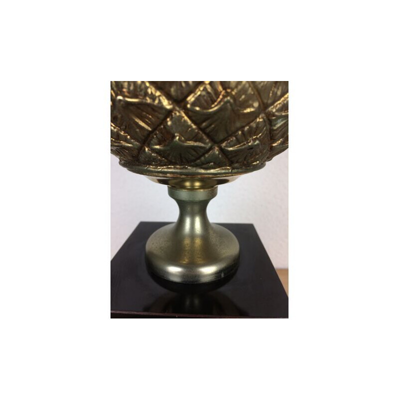 Vintage gold pineapple lamp by Le Dauphin, 1970s