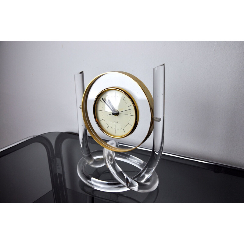 Orologio vintage Hollywood Regency in lucite, Italia 1980