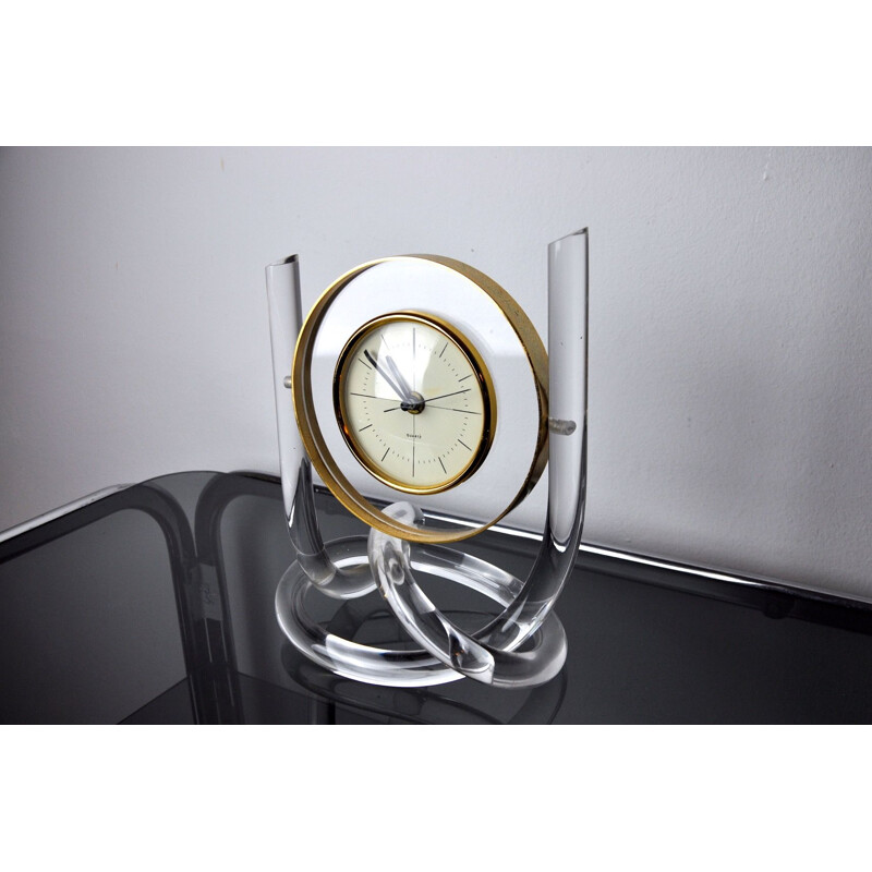 Vintage clock lucite Hollywood Regency, Italy 1980s