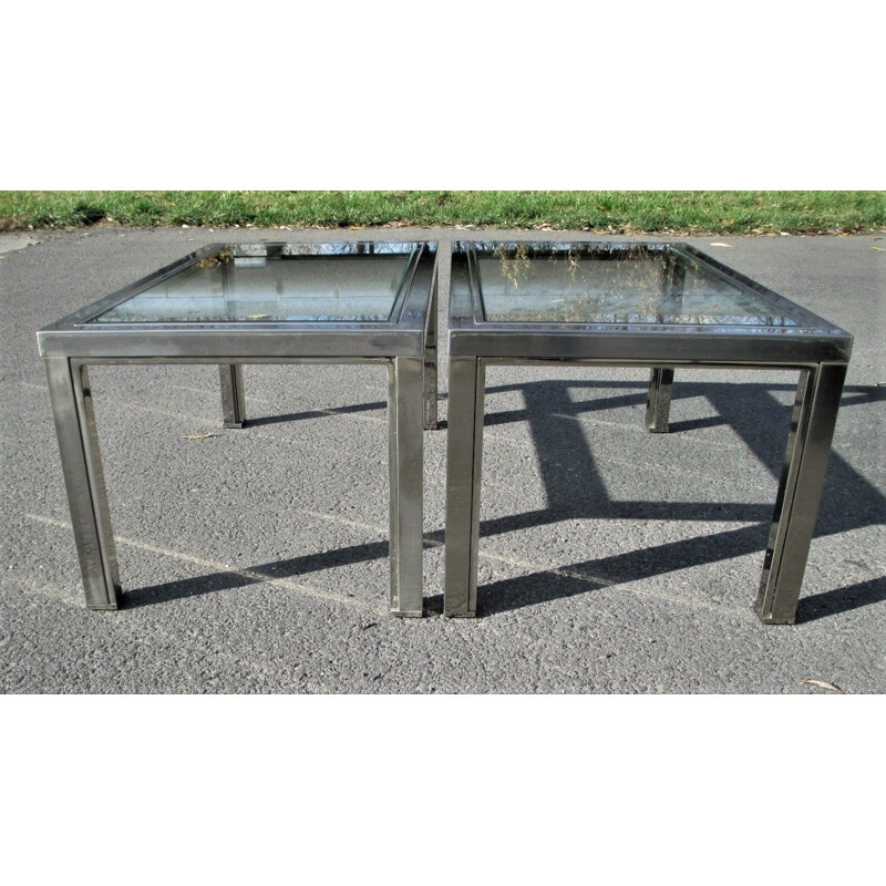 Set of 3 vintage metal coffee tables, Italy 1970