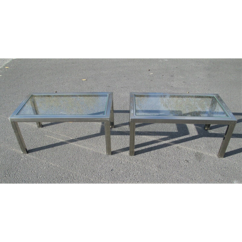 Set of 3 vintage metal coffee tables, Italy 1970