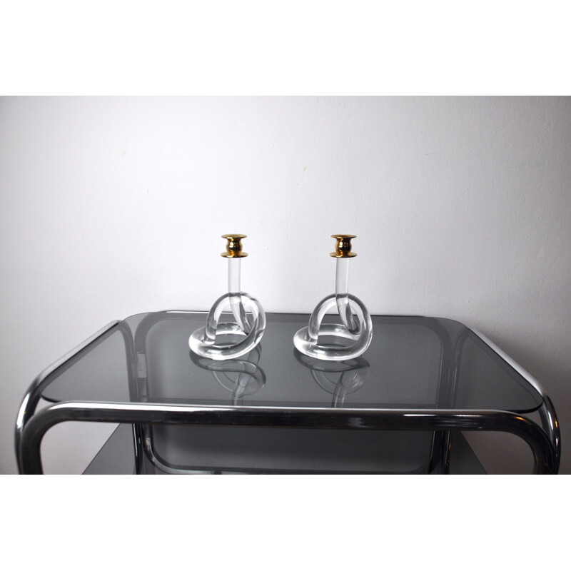 Pair of vintage lucite candle holders by elaine bscheider for Dorothy Thorpe, 1970