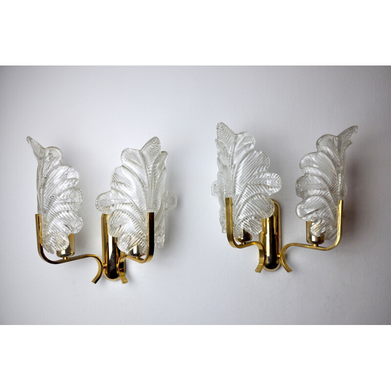 Pair of vintage murano glass sconces by Carl Fagerlund, 1970