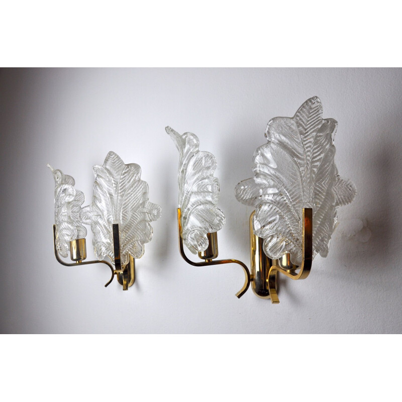 Pair of vintage murano glass sconces by Carl Fagerlund, 1970