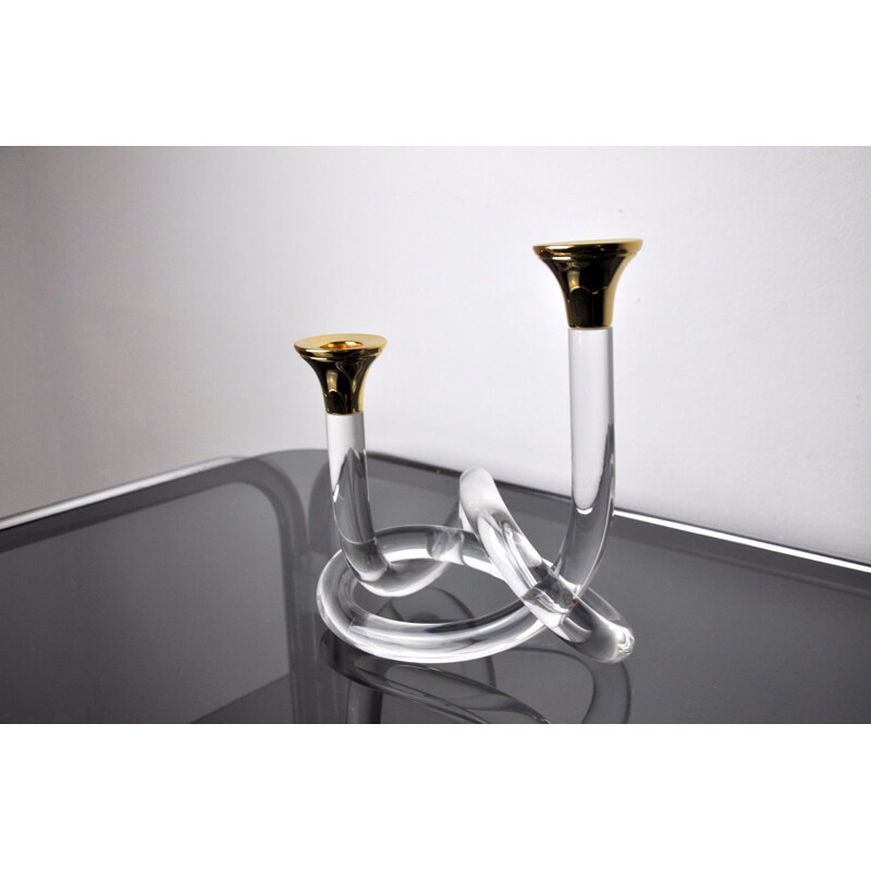 Vintage pretzel candlestick in lucite by Dorothy Thorpe, 1970s