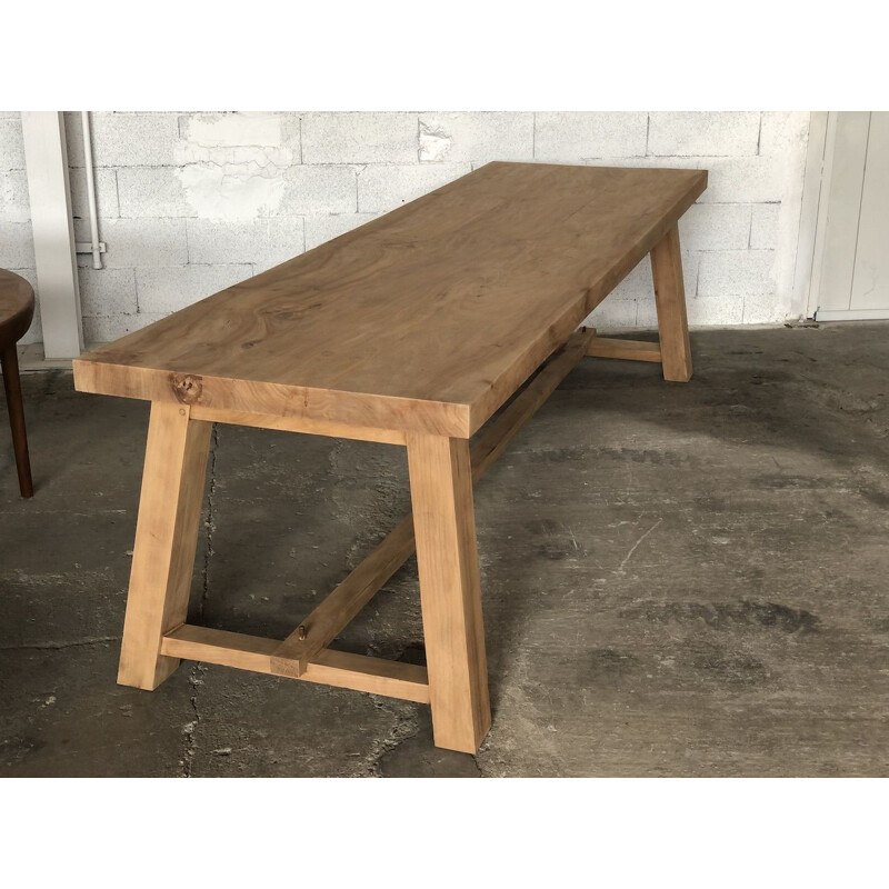 Vintage solid elm dining table, 1960s 