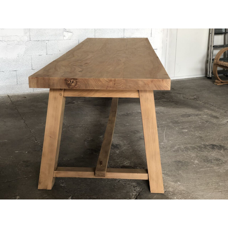 Vintage solid elm dining table, 1960s 