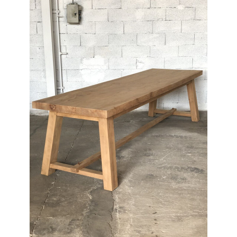 Vintage solid elm dining table, 1960s 