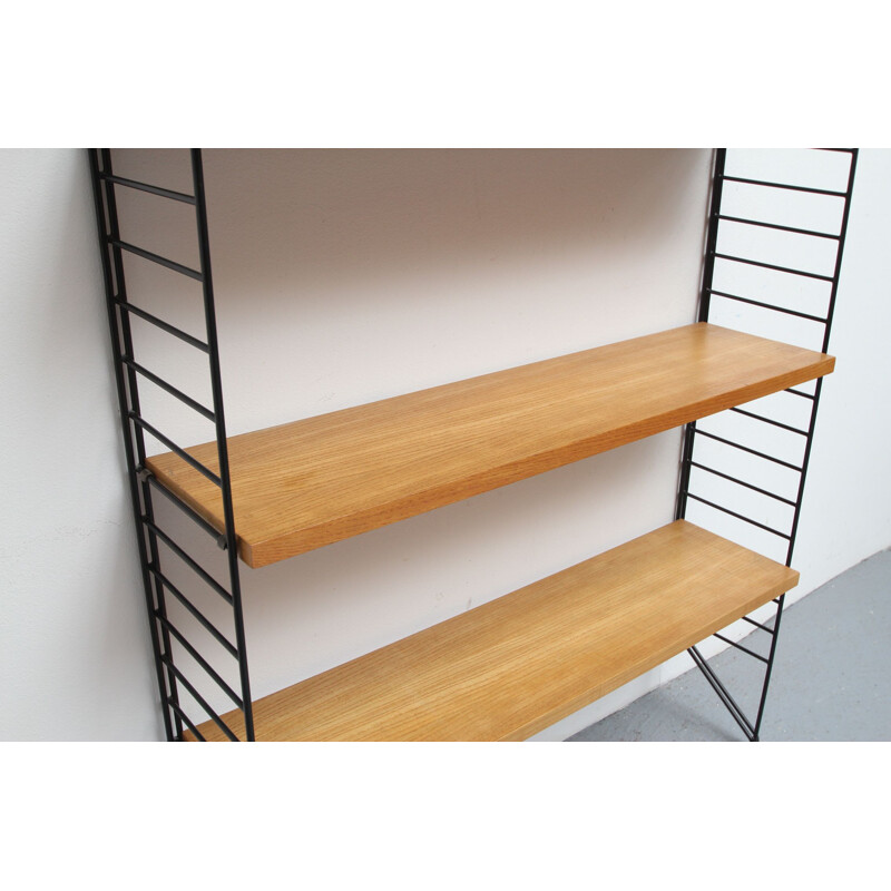 Vintage ashwood wall unit by Nisse Strinning for String, Sweden 1960s