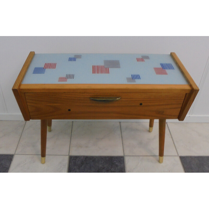 Small sideboard cabinet with glass top - 1950s