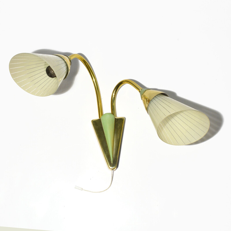 Vintage double wall lamp in brass by Neuhaus Leuchten, Germany 1950