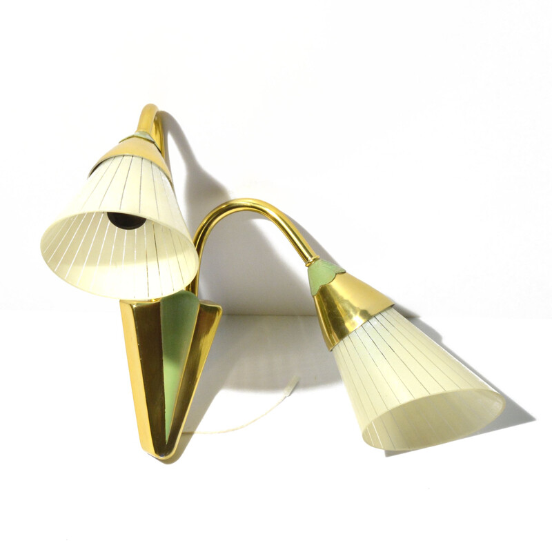 Vintage double wall lamp in brass by Neuhaus Leuchten, Germany 1950