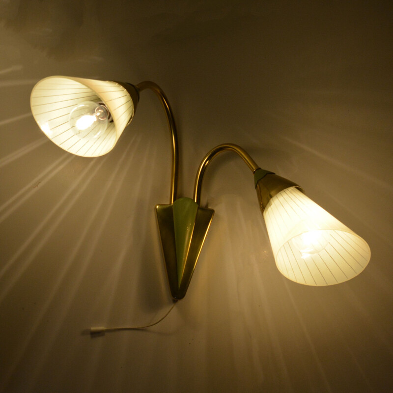 Vintage double wall lamp in brass by Neuhaus Leuchten, Germany 1950