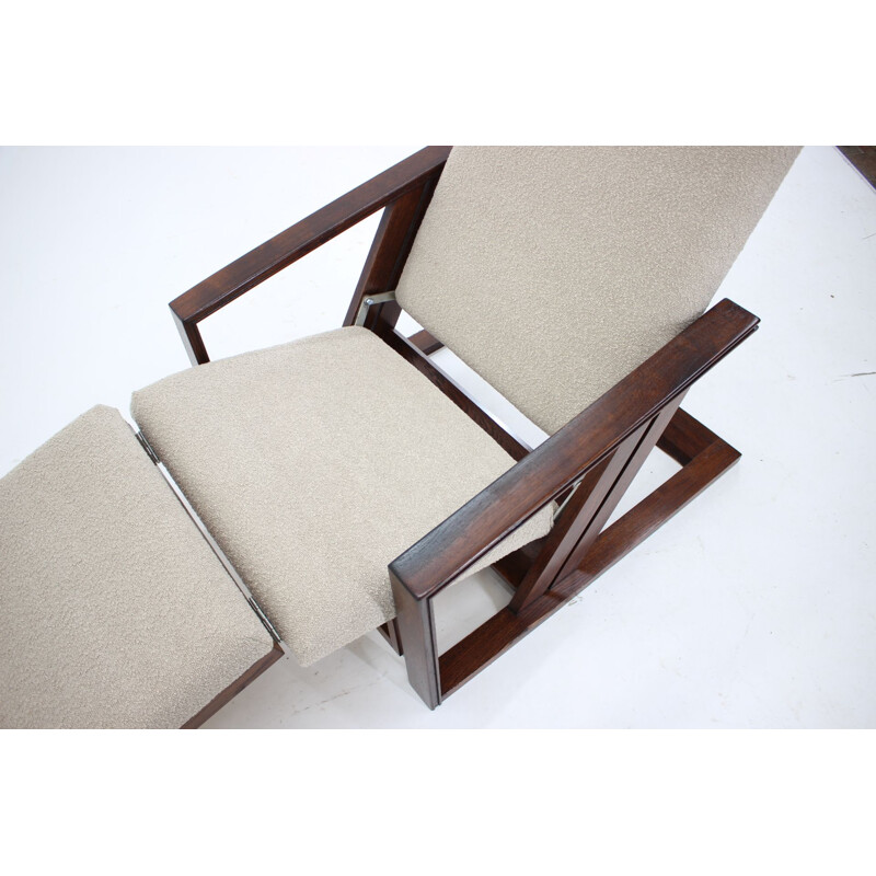 Adjustable vintage armchair in curly fabric, Czechoslovakia 1970s