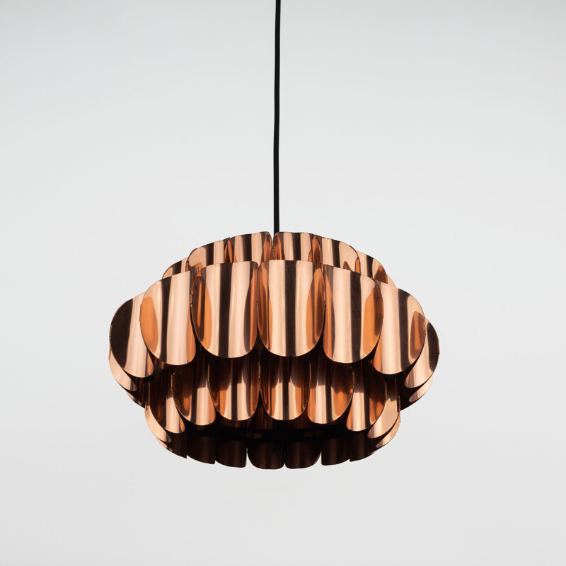 Vintage Swedish copper Temde pendant lamp by Thorsten Orrling for Hans-Agne Jakobsson, 1960s