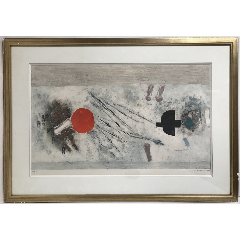 Abstract vintage lithograph in relief