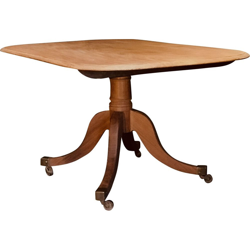 Mid century Victorian mahogany breakfast Tilt-Top table in raw wood