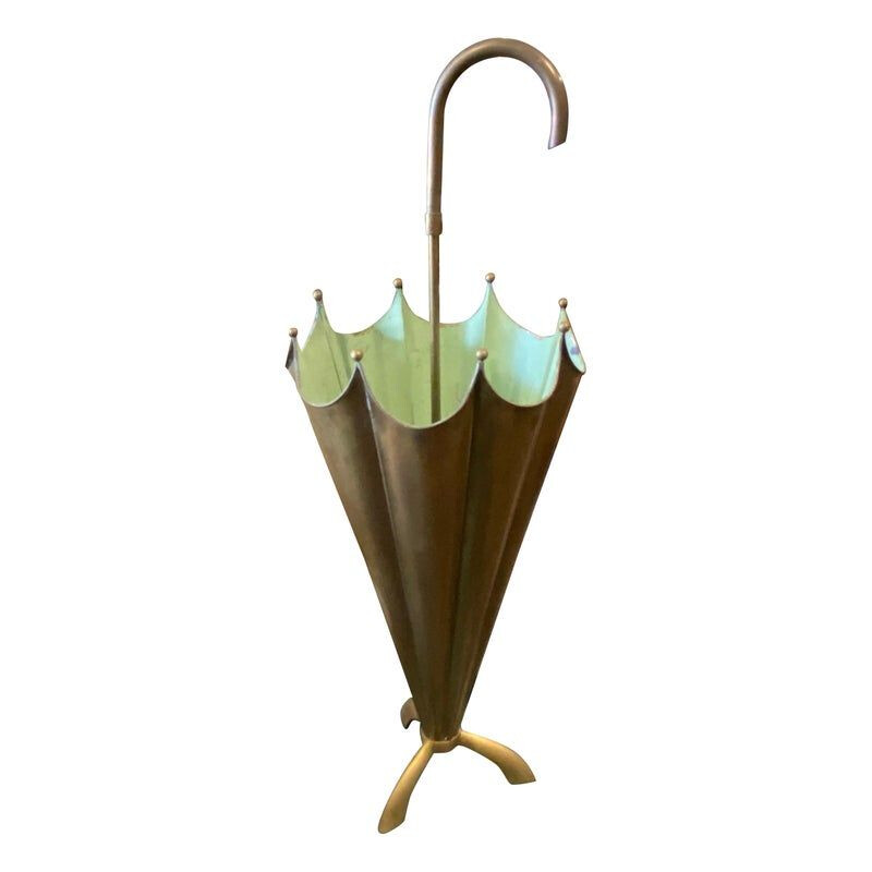 Vintage brass umbrella stand, Italy 1950s