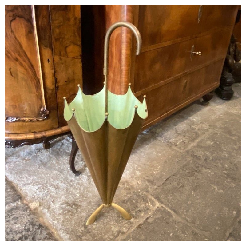 Vintage brass umbrella stand, Italy 1950s