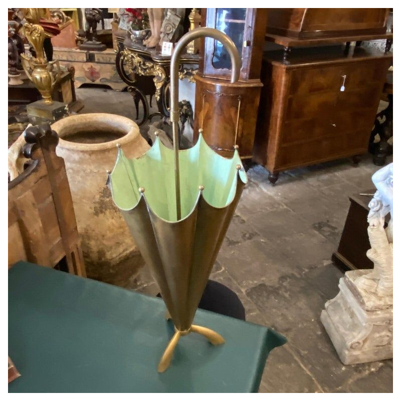 Vintage brass umbrella stand, Italy 1950s