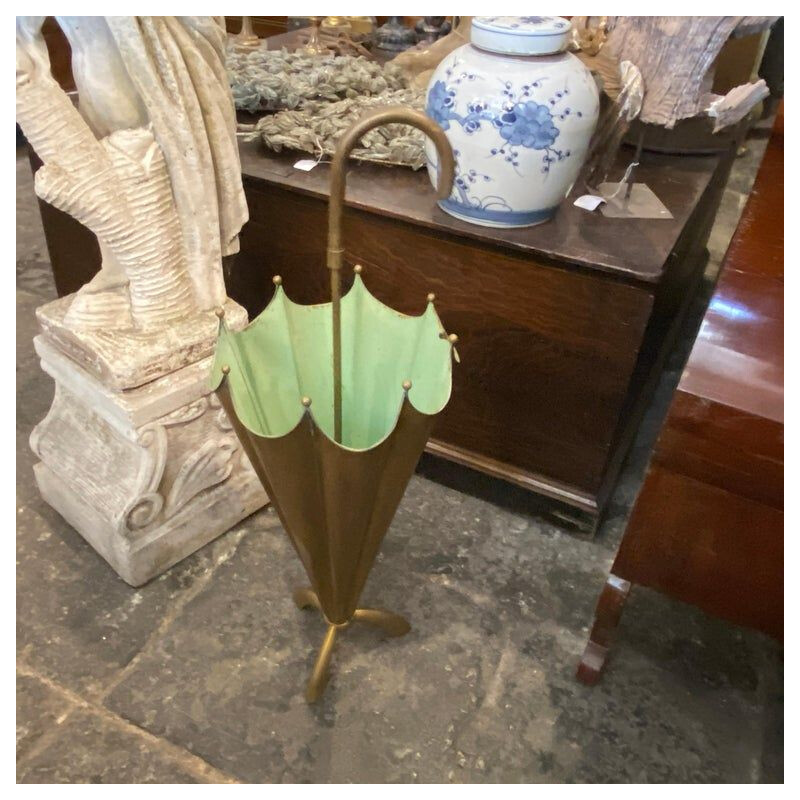 Vintage brass umbrella stand, Italy 1950s