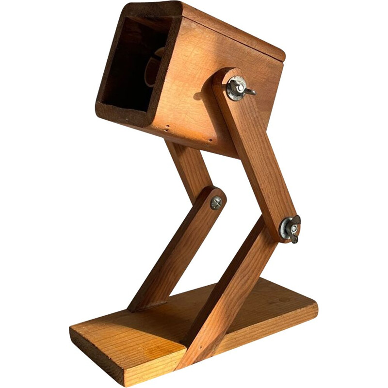 Lampe vintage en bois articulée et extensible, 1980