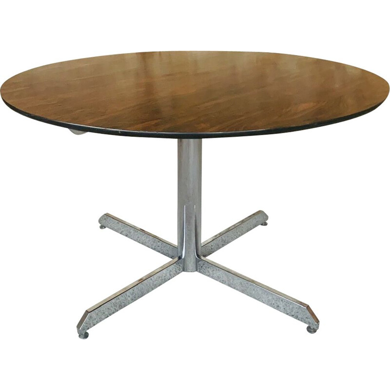 Table vintage en palissandre et chrome, circa 1970