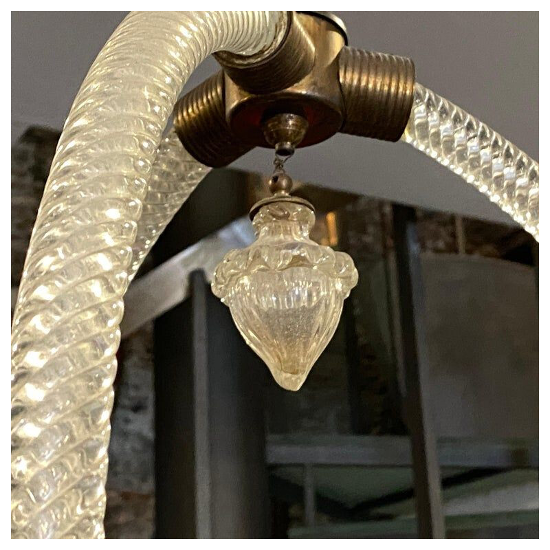 Lámpara vintage de cristal de Murano de Barovier, 1950