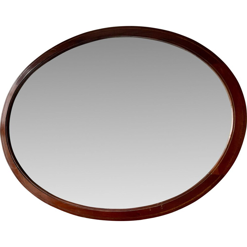 Vintage oval mirror with mahogany frame
