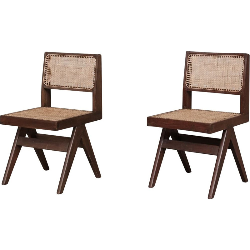 Pair of mid-century Chandigarh armhair by Pierre Jeanneret, India 1960s