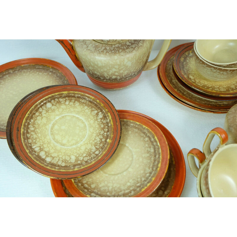 Ceramic 5 persons tea set with teapot, jug and sugar pot - 1930s