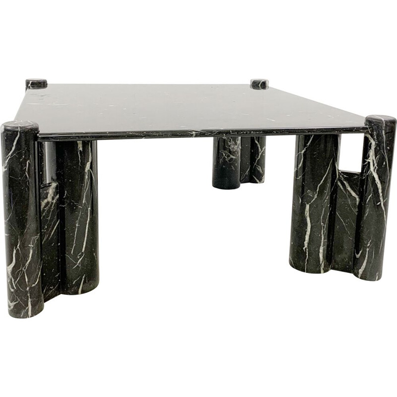 Mesa de café quadrada de mármore preto, 1970