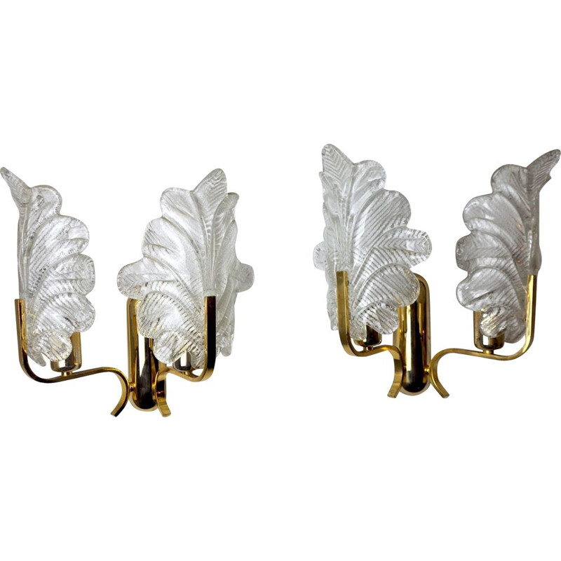 Pair of vintage murano glass sconces by Carl Fagerlund, 1970