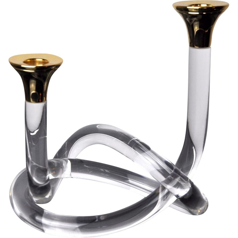Vintage pretzel candlestick in lucite by Dorothy Thorpe, 1970s