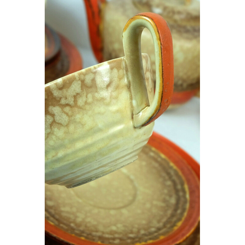 Ceramic 5 persons tea set with teapot, jug and sugar pot - 1930s