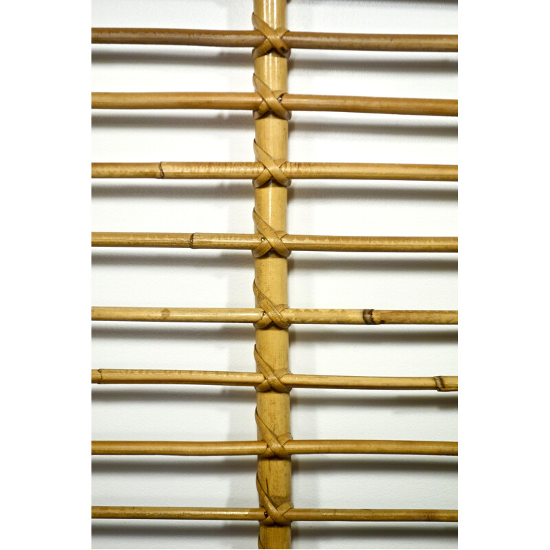 Appendiabiti vintage in rattan e bambù di Louis Sognot, Francia 1950