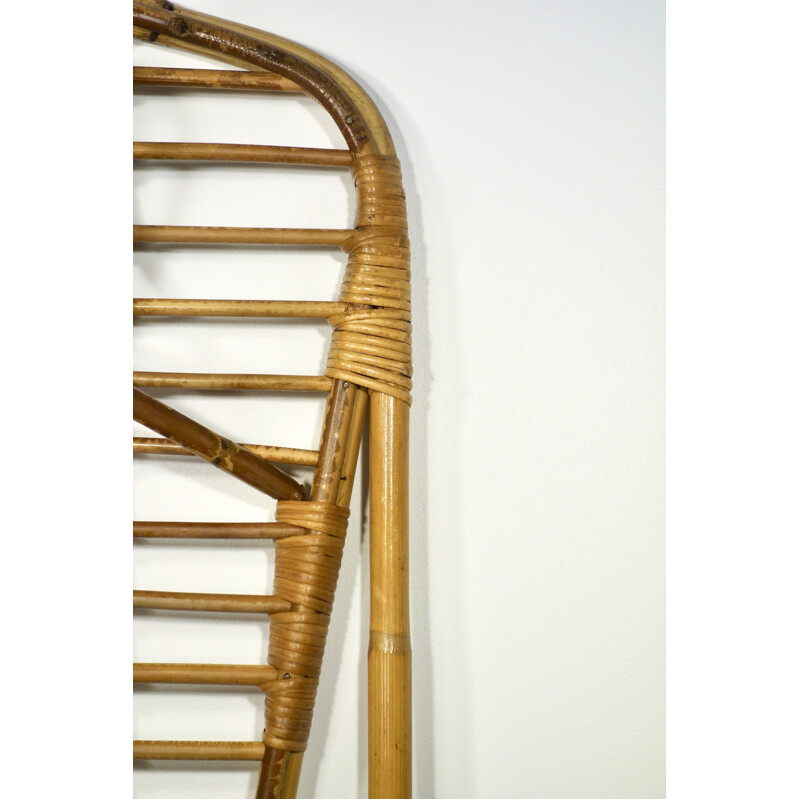 Vintage coat rack in rattan and bamboo by Louis Sognot, France 1950