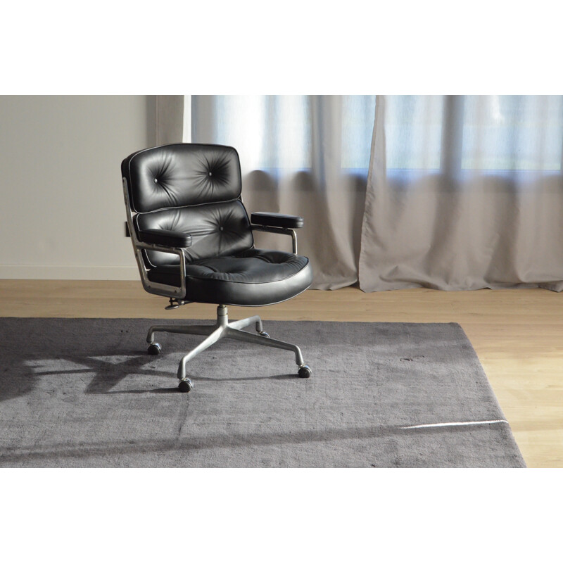 "Lobby" armchair in black leather, Charles EAMES - 1980s