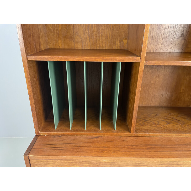 Vintage teak wall unit with two sliding doors, 1960s